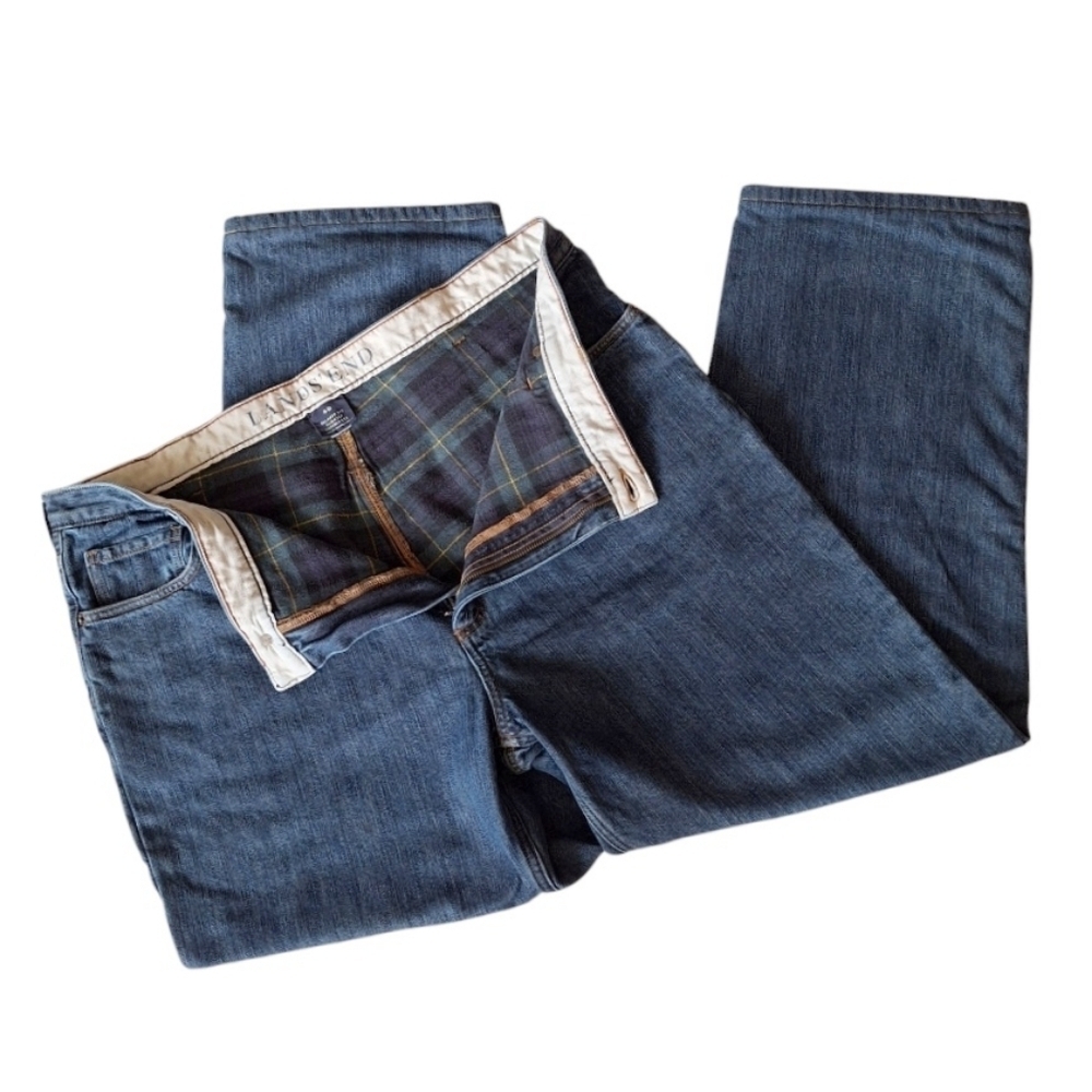 Lands End Flannel Lined Straight Leg Relaxed Jeans Cotton Work Outdoors Gorpcore